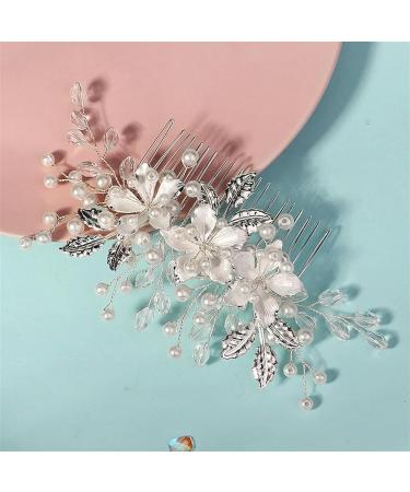 Handmade Flower Hair Comb Bride Wedding Hair Clips Headwear Hair Accessories For Women 1pc - Buy Online on GoSupps.com