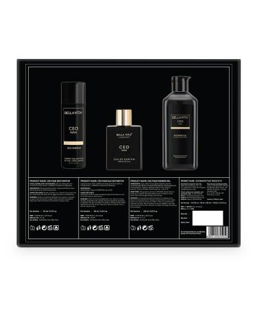 Be.lla Vi.ta Lu.xu.ry Black Edition Gift Set with CEO Man EDP Perfume 100ml Body Parfum Deodorant 150ml & Refreshing Shower Gel for Deep Cleansing 250ml - Buy Online on GoSupps.com