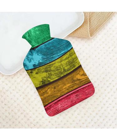 Hot Water Bottle with Lid - Wooden Boards Rubber Hot Water Bag for Pain Relief Cramps Foot Warmer & Therapy - Buy Online on GoSupps.com