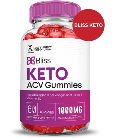 Bliss Keto ACV Gummies 1000MG Advanced Apple Cider Vinegar Formula with Pomegranate & Beet Juice Vegan Non-GMO 60 Count - Buy Online on GoSupps.com