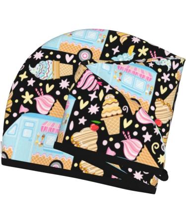 Buy Ice Cream Truck Microfiber Hair Towel - Soft Super Absorbent Coral Velvet Quick Dry Cap for Long Curly & Thick Hair - Buy Online on GoSupps.com