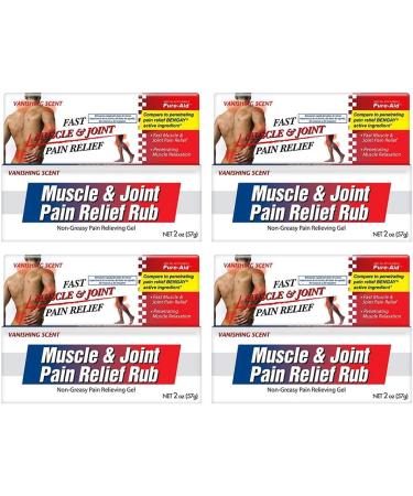 Pure-Aid Muscle & Joint Pain Relief Rub 2oz (4pk) - Fast Relief from Arthritis, Backache, Muscle & Joint Pain - Non-Greasy Cream - Buy Online on GoSupps.com