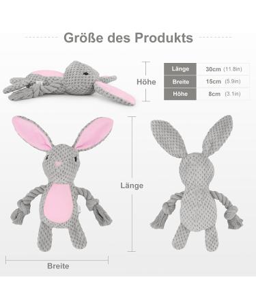 Tonyfy Dog Toys: Squeaky Plush & Interactive Cotton Rope Toys for Puppies & Small/Medium Dogs - Gray Hare - Buy Online on GoSupps.com