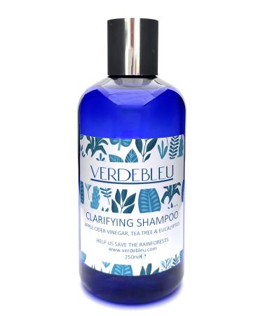 99% Natural - CLARIFYING SHAMPOO - APPLE CIDER VINEGAR, TEA TREE & EUCALYPTUS - 250ml by VERDEBLEU - Free of Sulphates, Parabens. We Donate 5% of Profits to Save the Rainforests
