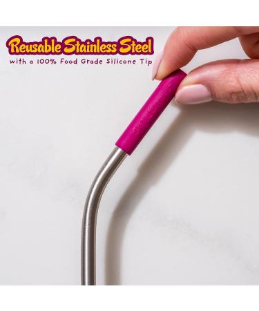 Softy Straws Stainless Steel Reusable Drinking Straws with Silicone Tips - 9 Long Metal Straws for Tumblers - Includes Cleaners and Carrying Case - Assorted Colors - Buy Online on GoSupps.com