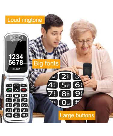 TOKVIA Unlocked Mobile Phone for Elderly with Big Buttons and SOS Button | Senior Flip Phone with Large Numbers | Dual Display 2.4 + 1.77 inches | T221 Black - Buy Online on GoSupps.com
