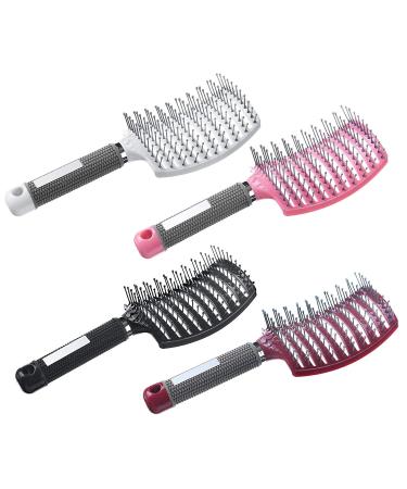 2 Pack Pro Vented Curved Detangling Hair Brush for Fast Drying & Styling - Black & White - Buy Online on GoSupps.com
