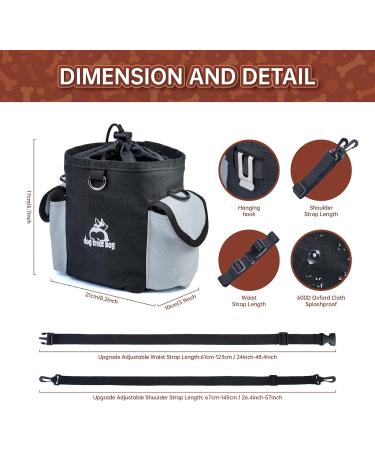 Bepilesto XL Black Dog Treat Pouch with Shoulder Straps - Ideal for Dog Walking & Training - Buy Online on GoSupps.com