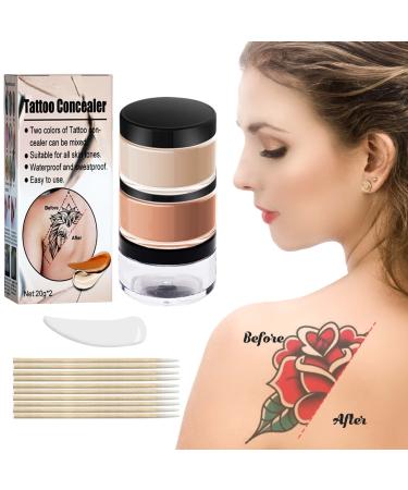 CENNYO Tattoo Cover Up  2 Colors Makeup Waterproof  Invisible Skin Concealer Set  Long Lasting Suitable for and Scars  Dark Spots  Vitiligo  0.07 kilograms
