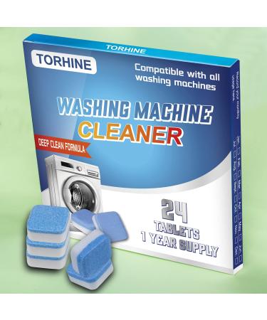 Washing Machine Cleaner Tablets 24 Pack Deep Cleaning Washer Tablets Tub Drainage System Clean Solid Tablet for All Washer Machines Including Front Loader Top Load High Efficiency Washers - 1 Year Supply