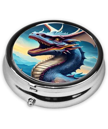 Roaring Dragon Round Pill Box - 3 Compartment Portable Organizer for Travel & Purse - Buy Online on GoSupps.com