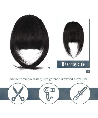 BARSDAR Clip in Fringe Human Hair - 100% Real Hair French Bangs Extension for Women, Natural Black 1B - Washable/Dye-able - Pack of 1 - Buy Online on GoSupps.com