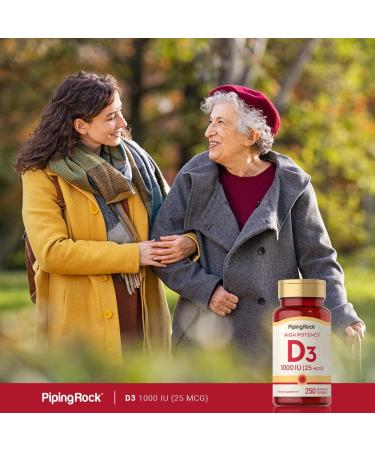 Piping Rock Vitamin D3 1000IU | High Potency (25 mcg) | 250 Softgels | Non-GMO Gluten Free Supplement - Buy Online on GoSupps.com
