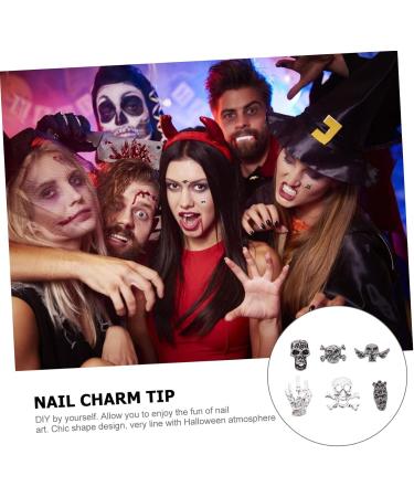 FRCOLOR 240 Pieces Nail Art Accessories Metal Halloween Nail Pendant DIY Halloween Nail Charm Ornament Nail Skull Pendant Manicure Decorate Set 3D - Buy Online on GoSupps.com
