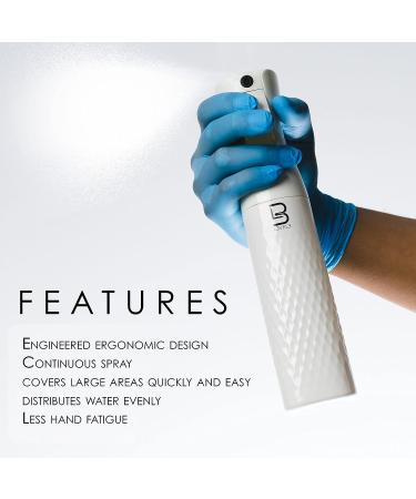 Level 3 Beveled Continuous Spray Barber Bottle - Fine Mist Pattern - 300 ml (White) - Buy Online on GoSupps.com