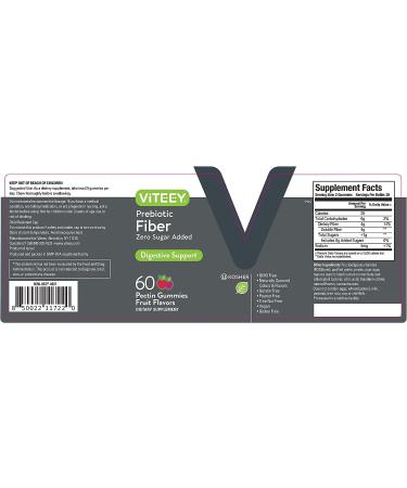 Viteey Fiber Prebiotic Gummies - Vegan Dietary Supplement for Digestive Health & Weight Support - Fruit Flavored Pectin Gummy for Adults, Teens & Kids - Buy Online on GoSupps.com