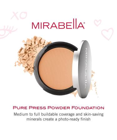 Mirabella Pure Press Powder Foundation HD Coverage - Shade Light, Triple-Milled Mineral Pressed Powder Makeup, Natural Ingredients, Anti-Aging Moisturizing & Antioxidant Formula, Talc-Free Light (II) - Buy Online on GoSupps.com