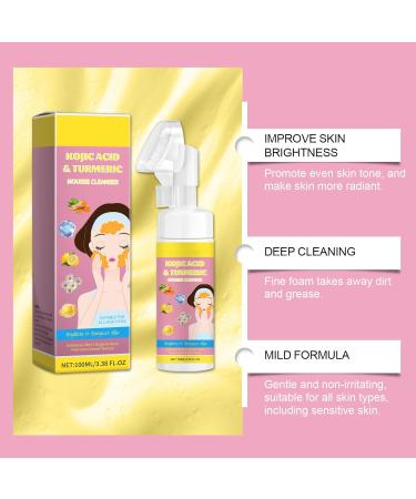 Kojic Acid And Turmeric Mousse Cleanser Turmeric Kojic Acid Cleanser Turmeric Facial Cleanser for face dark spots Kojic Acid And Turmeric Deep Cleaning Moisturizing For All Skin (1pc) - Buy Online on GoSupps.com