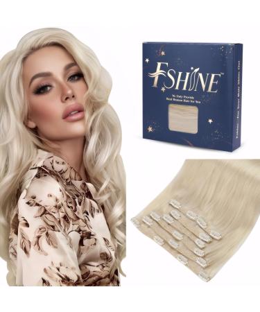 FSHINE CLIP in Extensions real hair 60cm 150 gram platinum blond straight hair 7 pcs hair extension clip in real hair smooth hair extension remy clip real hair extensions #60 3.6 clip #60 65cm