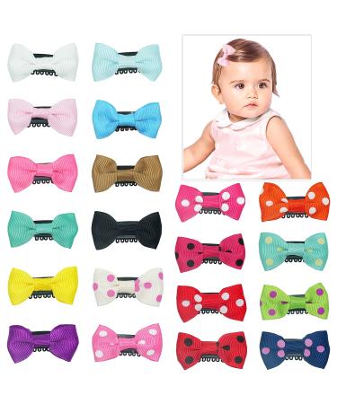 20 Pack Handmade Tiny Hair Clips for Baby Fine Hair 1.75Inch Mini Grosgrain Ribbon Hair Bows Snap Hair Clips Barrettes Hair Accessories For Baby Girls Newborn Infant Toddlers 20 different colors