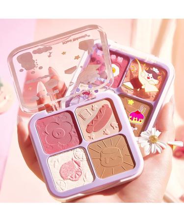 Skin Powders Face Palette Natural Face Highlight  Blush  and Bronzing Contour Face Makeup Palette Four Beautiful Colors for A Captivating Glow and Illumina