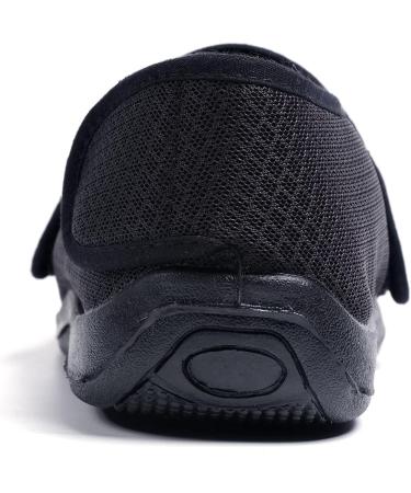 ZHENSI Men's Adjustable Slippers Wide Diabetic Swollen Feet Shoes - Breathable Non-Slip Memory Foam - Size 8, Black - Buy Online on GoSupps.com