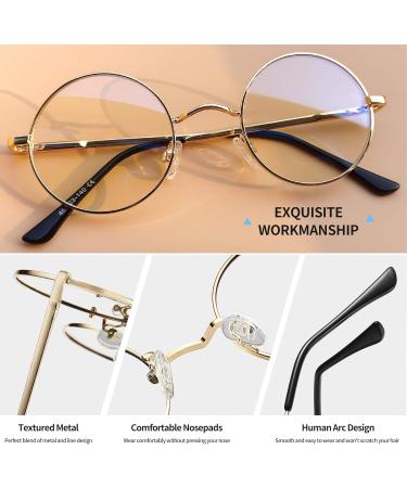 Joopin Blue Light Filter Glasses for Men - Round Metal Frame Computer & Gaming Glasses - A21 Gold-Transparent Anti-Blue Light - Buy Online on GoSupps.com