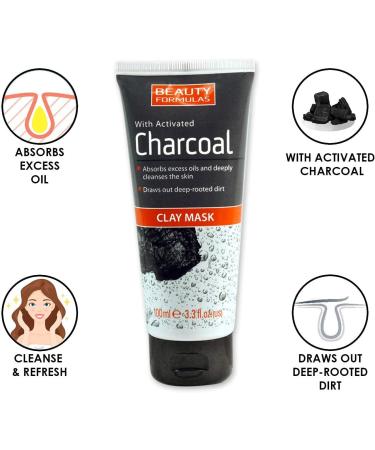 Beauty Formulas With Activated Charcoal Clay Mask 100 millitres - Buy Online on GoSupps.com