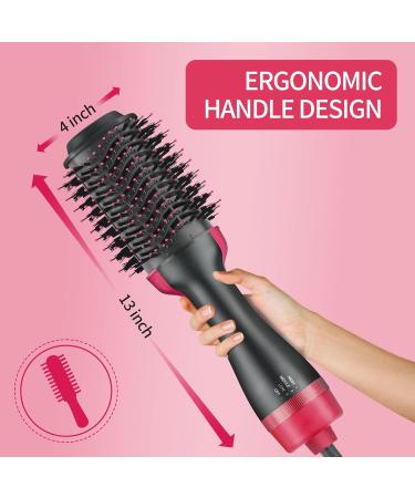 Round Ionic Hair Brush Dryer - 4 in 1 Hot Air Brush for Smooth Frizz-Free Blowout | Pink - Buy Online on GoSupps.com