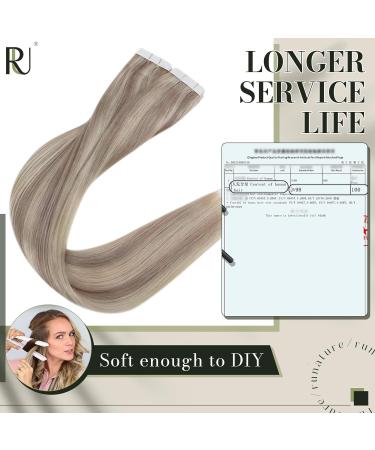 Runature Dark Ash Blonde & Platinum Blonde Tape In Real Hair Extensions - 35cm (14 inch) 50g 20 Pieces #19AP60 - Buy Online on GoSupps.com