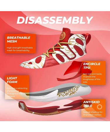Ashion Men's Basketball Shoes - Non Slip Breathable Red Sneakers with Arch Support - Buy Online on GoSupps.com