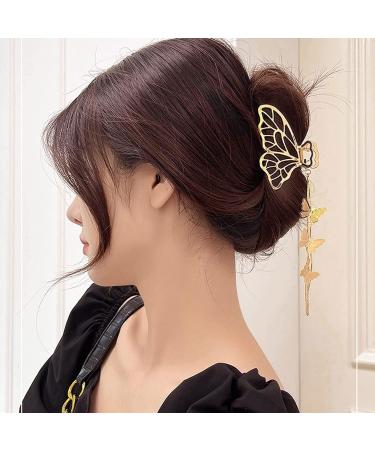 Gold Tassel Butterfly Hair Clip - Fashion Hair Accessory for Women and Girls - Buy Online on GoSupps.com