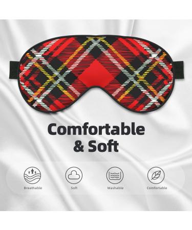Plaid Red and Black Soft Eye Mask | Sleep Mask for Women & Men | Perfect for Travel & Better Sleep - Buy Online on GoSupps.com
