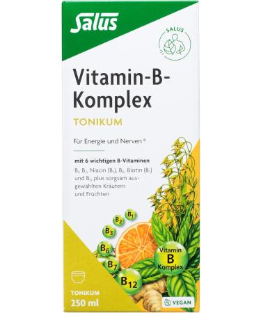 Salus Vitamin B Complex - 250ml Tonic for Energy & Nerve Health | Vegan Dietary Supplement with 6 Essential B Vitamins - Buy Online on GoSupps.com