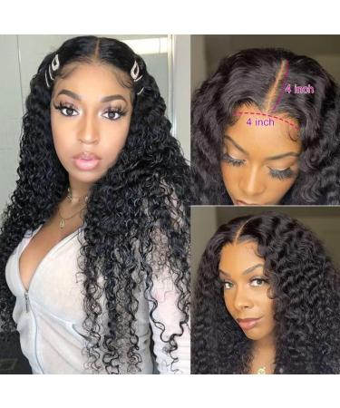 RXY Water Wave 4x4 Closure 180% Density Lace Front Wig Human Hair - Pre Plucked, Glueless, 14 Inch Natural Color for Black Women - Buy Online on GoSupps.com
