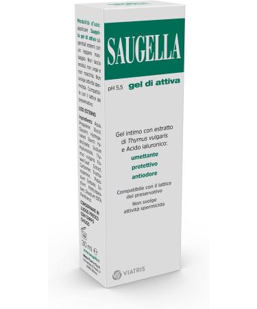 Saugella Attiva Gel Intimo con Acido ialuronico e Timo per un'azione umettante e antiodore 30ml - Buy Online on GoSupps.com