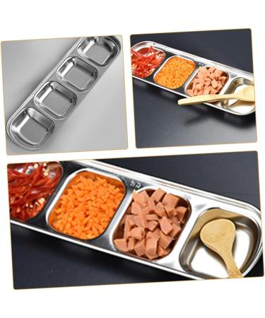 Milisten 2pcs Stainless Steel 4 Compartments Korean Style Plate Dipping Sauce Bowl Seasoning Plate Stainless Steel Sauce Plates Sauce Dishes for Dipping Toddler Mini Small Plate - Buy Online on GoSupps.com