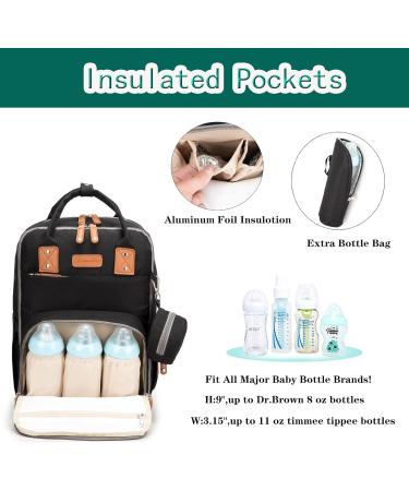 Coramy Multifunctional Mom Backpack - Waterproof Large Capacity Diaper Bag with USB Connection Diaper Pad & Stroller Belts - LD46 Black - Buy Online on GoSupps.com