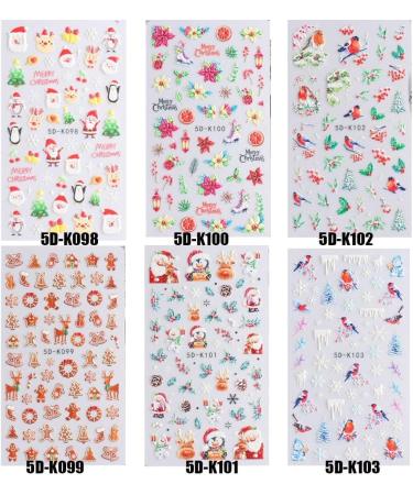 Xmas Decals Nail Art Decoration Festive Design Gingerbread Man 5D Embossed Nail Stickers Snowflakes Winter(5D-K099) - Buy Online on GoSupps.com