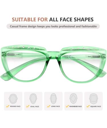 Eyekepper Rhinestone Reading Glasses for Women - Oversize Green Half-Moon Readers +2.75 Diopters - Buy Online on GoSupps.com