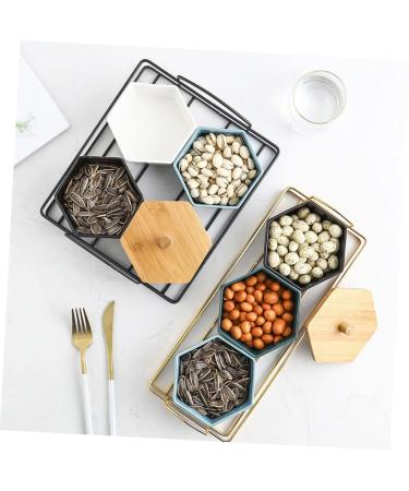 STOBAZA 1set Compartment Platter Platters Trays Fruit Container Sauce Plate Sauce Dish Snack Fruit Dish 30.3X13CM Golden - Buy Online on GoSupps.com