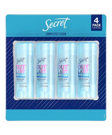 Secret Outlast Anti-Perspirant Deodorant Clear Gel Completely Clean - 2.7 oz, Pack of 4