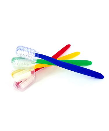 250 Freshmint Toothbrushes with Clear Travel Cap  Soft Nylon Bristles  Individually Wrapped  Assorted Colors