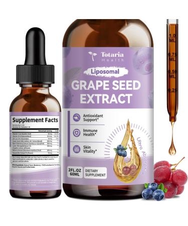Grape Seed Extract Liquid Drops | High Potency 95% Polyphenols Antioxidant Supplement for Skin, Heart & Immune Support | Vegan, Gluten Free | Alcohol-Free & Non-GMO | 2FL 2 Fl Oz (Pack of 1)