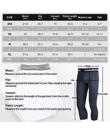 COOLOMG Youth Basketball Leggings Boys Men Compression Capri Tights - Gray XX-Small - Buy Online on GoSupps.com