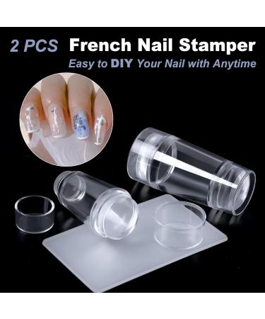 French Tip Nail Stamper Set - Double Sided Clear Silicone Stampers for DIY Nail Art - Includes Scraper - 2 Pack - Buy Online on GoSupps.com
