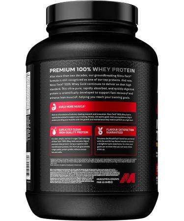 Muscletech Nitrotech 100% Whey Gold Protein Powder - 2.27kg Double Rich Chocolate | 71 Servings | Whey Isolate & Peptides | BCAA 5.5g for Men & Women - International Shipping Available - Buy Online on GoSupps.com