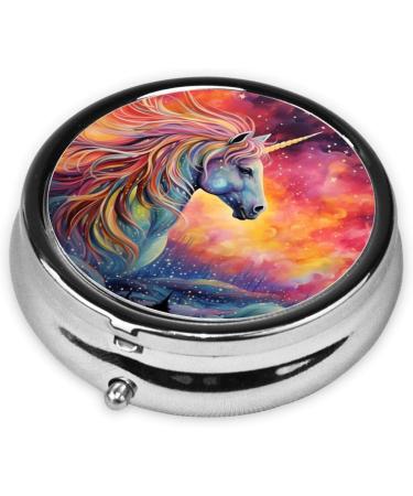 Colorful Unicorn Long Horn Metal Pill Box - Portable 3-Compartment Travel Organizer Hinged Design for Small Pills Ideal for On-the-Go Use - Buy Online on GoSupps.com