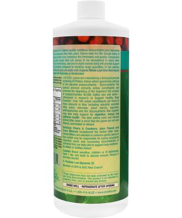 Aloe Life Whole Leaf Aloe Vera Juice Concentrate 32 oz | Organic Cherry Berry Flavor | Supports Digestion & Energy | Antioxidant Rich | Gluten-Free - Buy Online on GoSupps.com