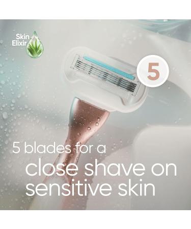 Gillette Venus Deluxe Smooth Sensitive Rose Gold Women's Razor + 9 Blade Refills 5 Diamond Like Coated Blades - Buy Online on GoSupps.com